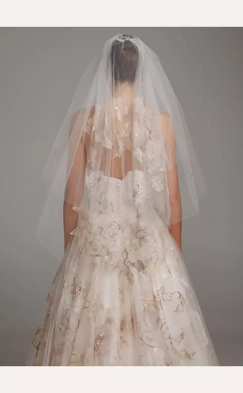 Mid Length Veil with Large Flower Appliques Image 2