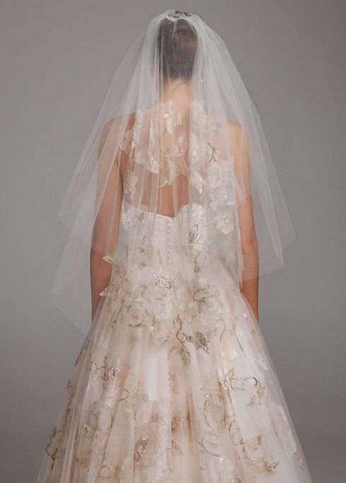 Mid Length Veil with Large Flower Appliques Image 2