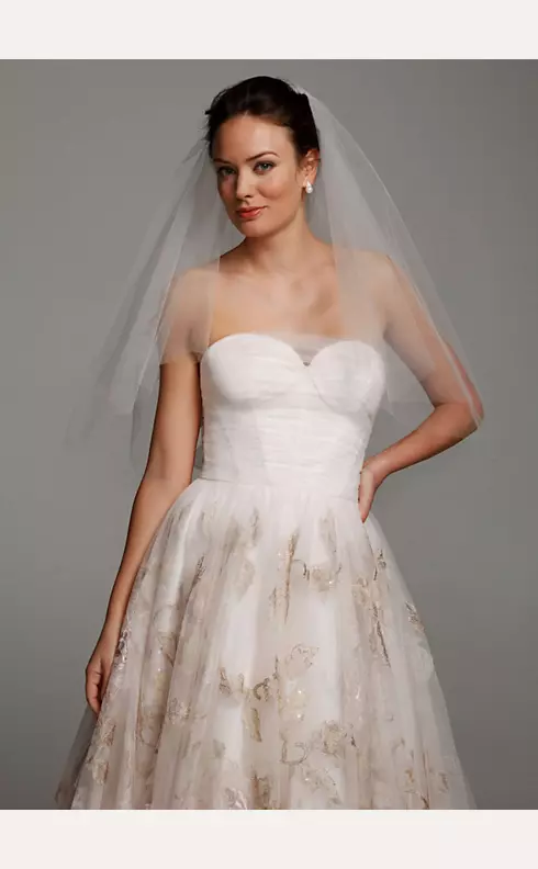 Mid Length Veil with Large Flower Appliques Image 1