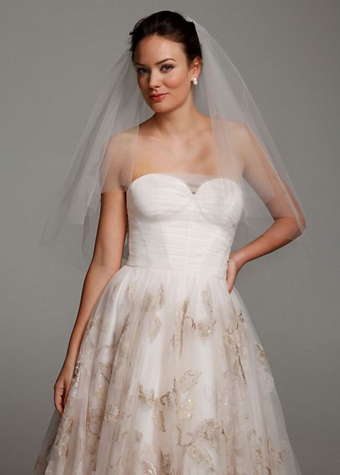 Mid Length Veil with Large Flower Appliques Image 5