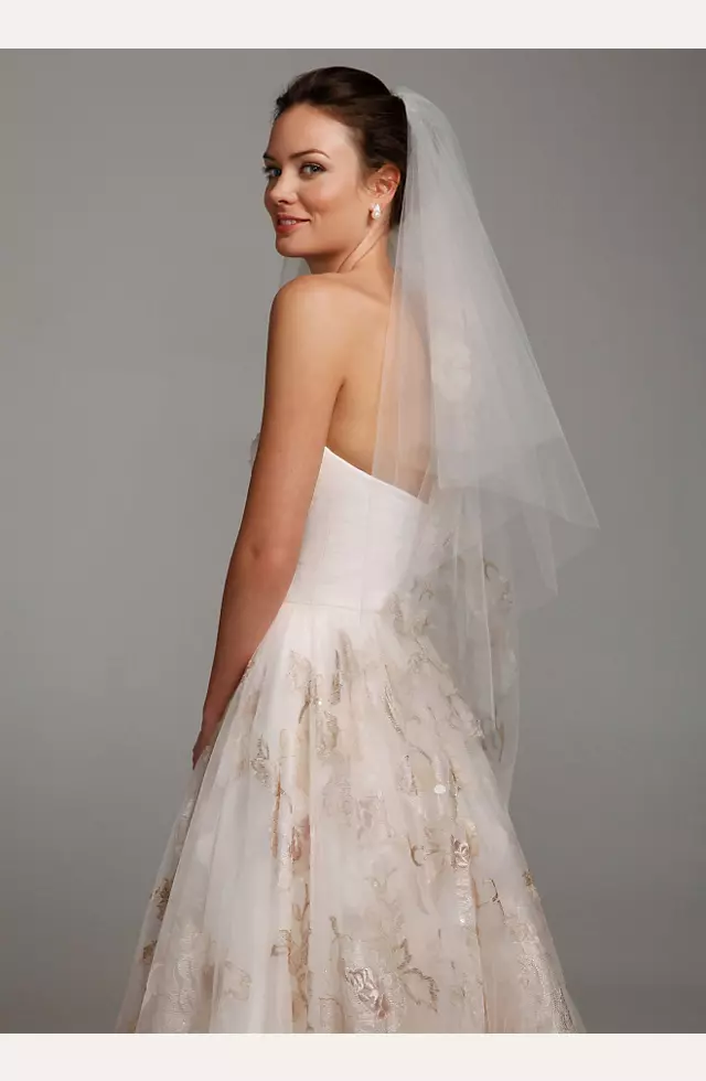 Mid Length Veil with Large Flower Appliques Image 3