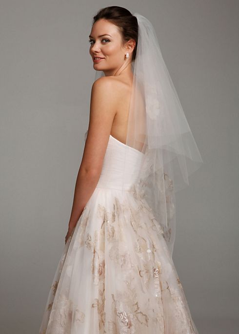 Mid Length Veil with Large Flower Appliques Image 3