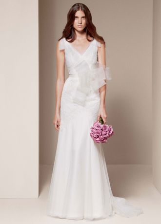 White by Vera Wang V Neck A-line Wedding Dress David's Bridal