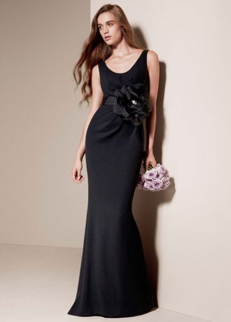 after six pleated crepe column gown