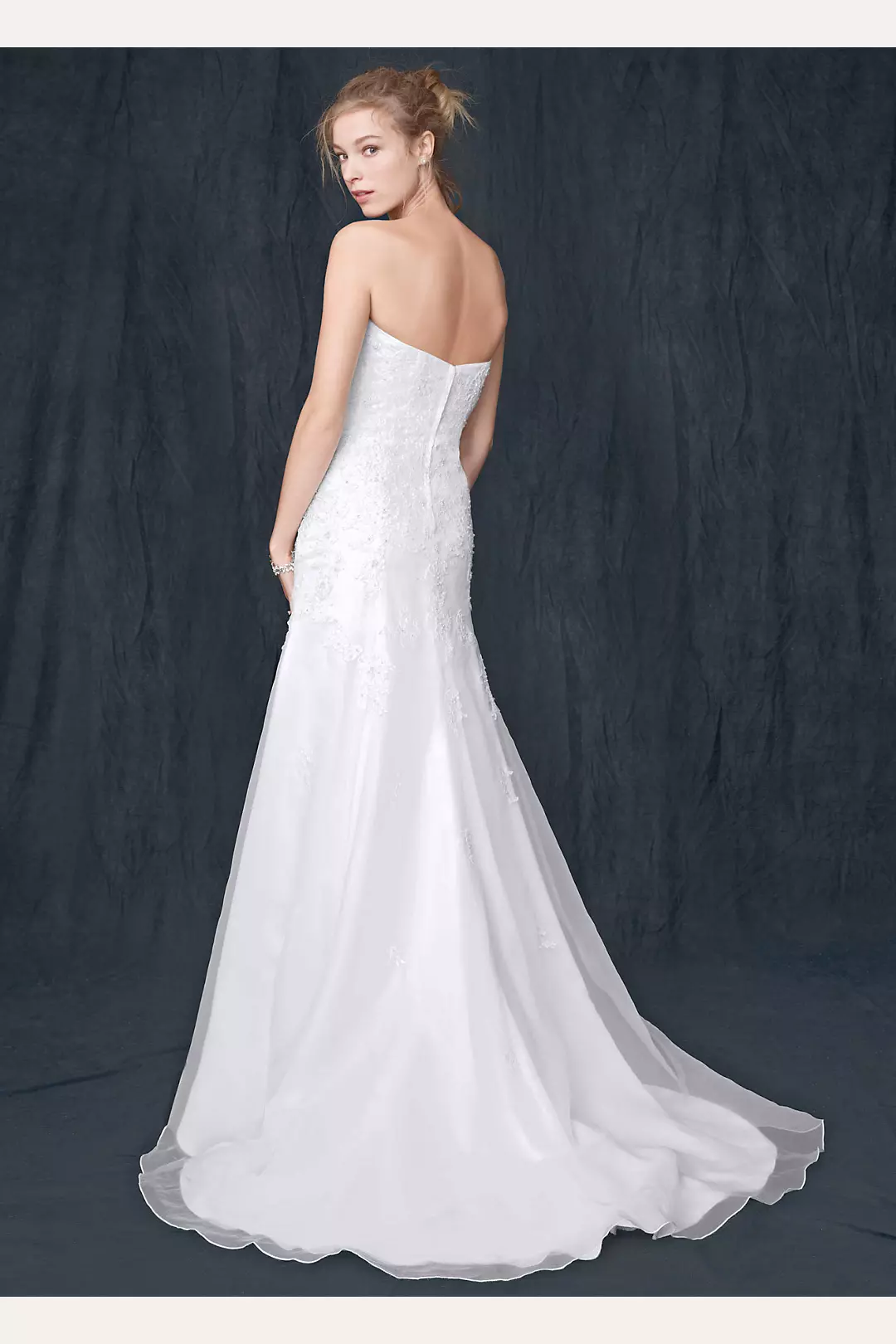 Organza Trumpet Wedding Dress with Beaded Lace  Image 2