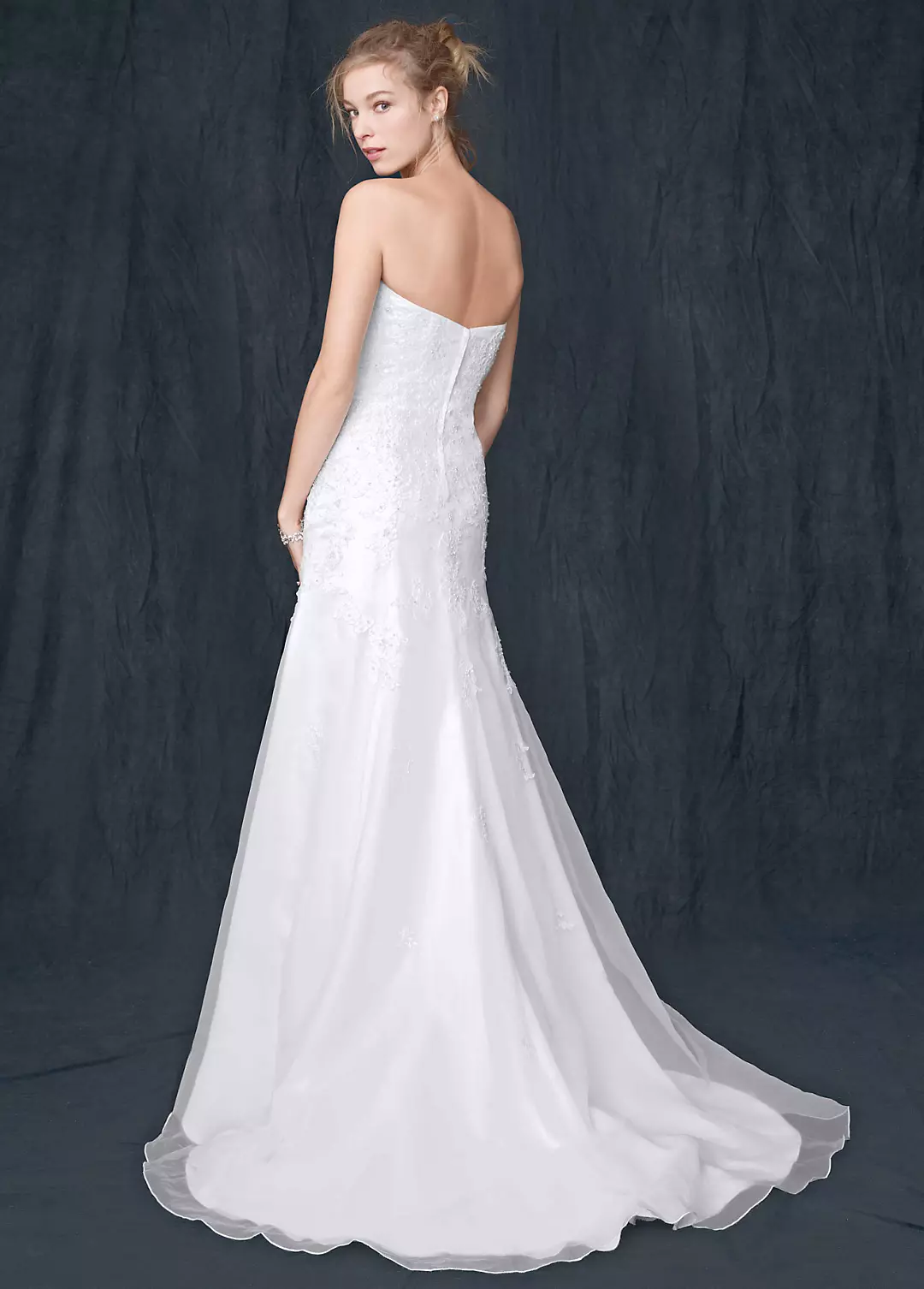 Organza Trumpet Wedding Dress with Beaded Lace  Image 2