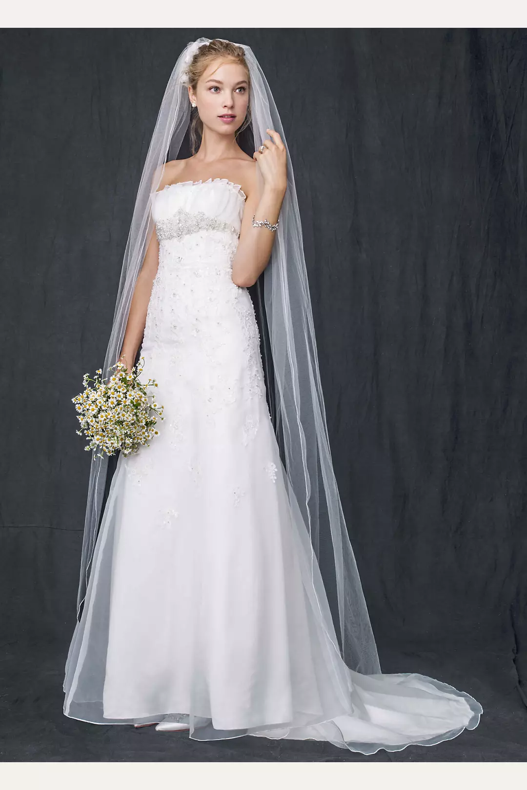 Organza Trumpet Wedding Dress with Beaded Lace  Image