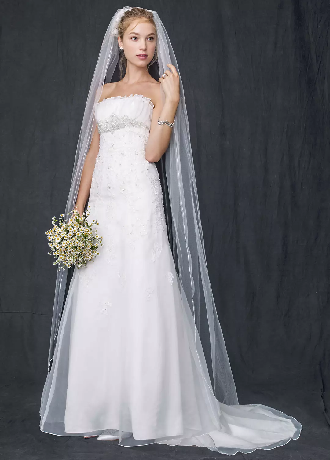 Organza Trumpet Wedding Dress with Beaded Lace  Image