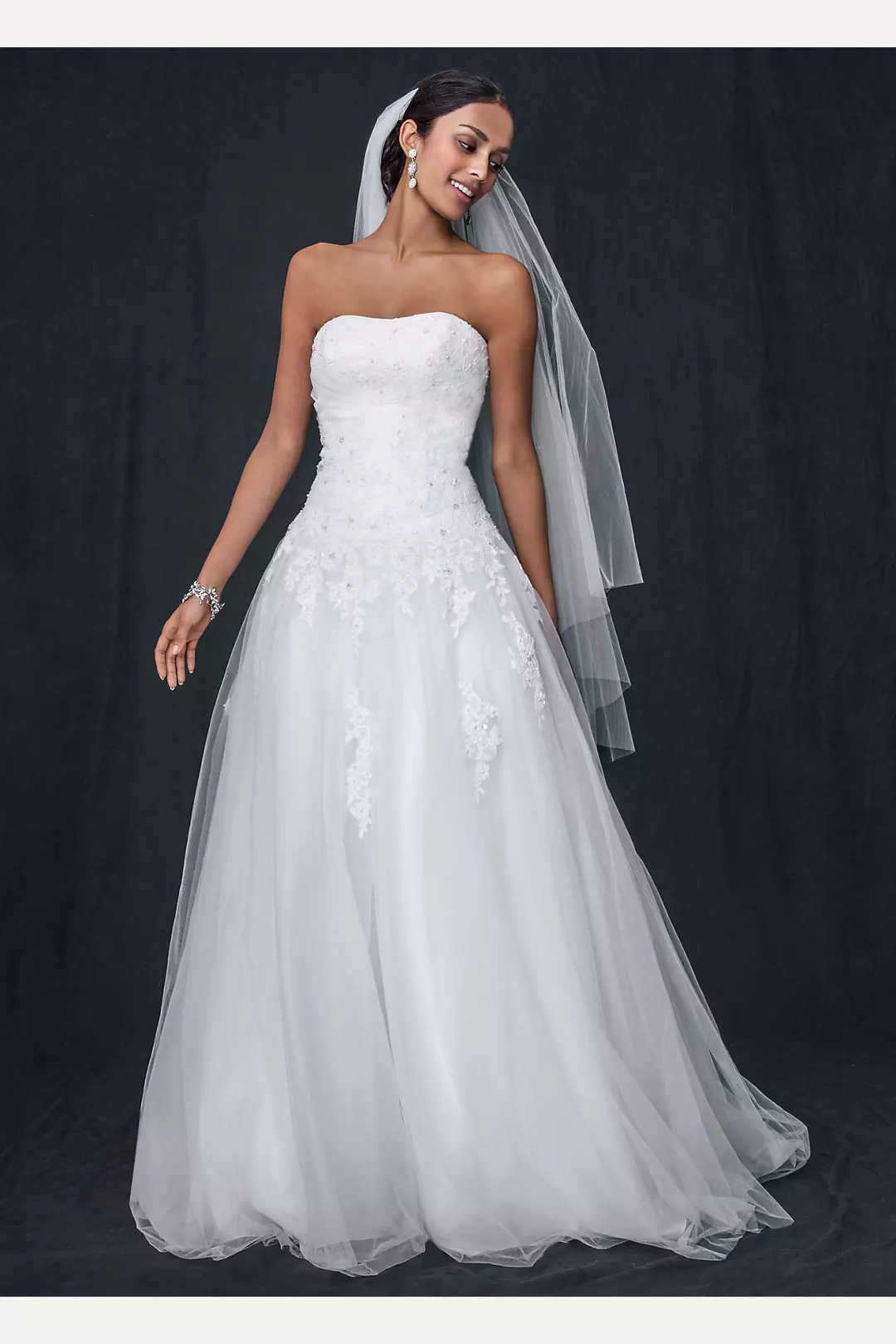 Strapless Plus Size A-Line Wedding Dress with Cotton Lace