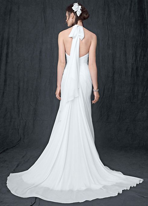 As Is Chiffon Gown with Slit and Halter Tie Back Image 2