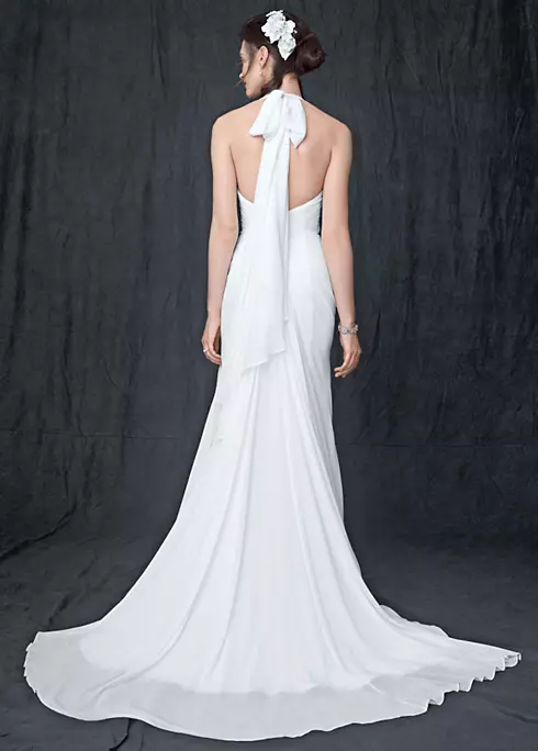 Chiffon Gown with High Slit and Halter Tie Back Image 2