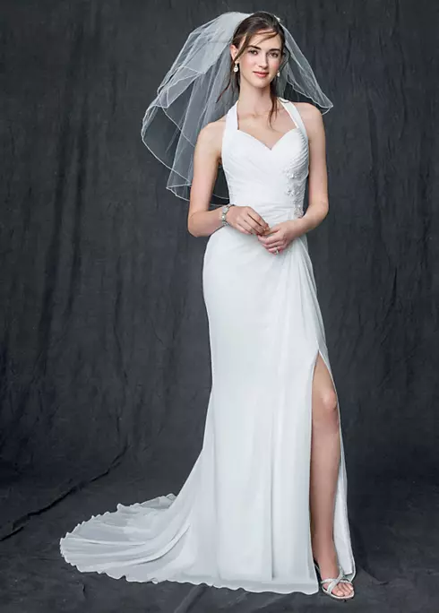 Chiffon Gown with High Slit and Halter Tie Back Image 1