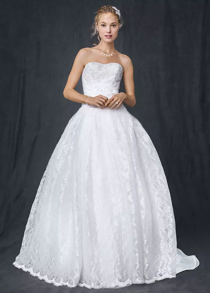 Strapless All Over Beaded Lace Ball Gown David's Bridal