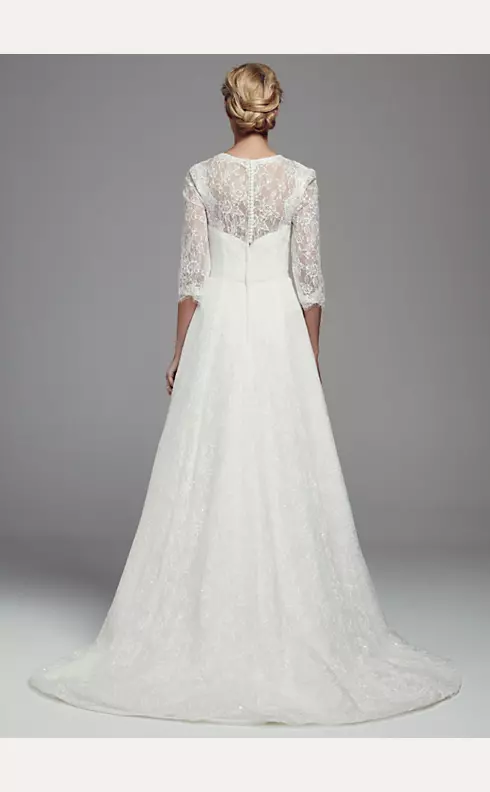 A-Line Lace Wedding Dress with 3/4 Sleeves  Image 3