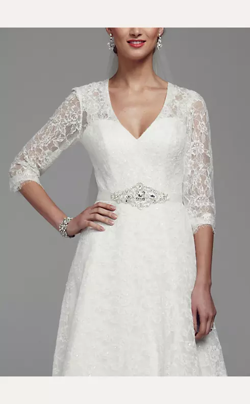 A-Line Lace Wedding Dress with 3/4 Sleeves  Image 2