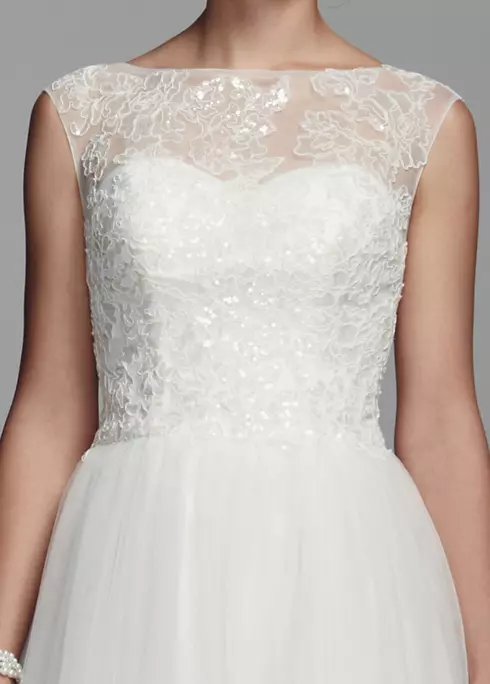 Cap Sleeve Tulle Ball Gown with Illusion Neckline Image 4