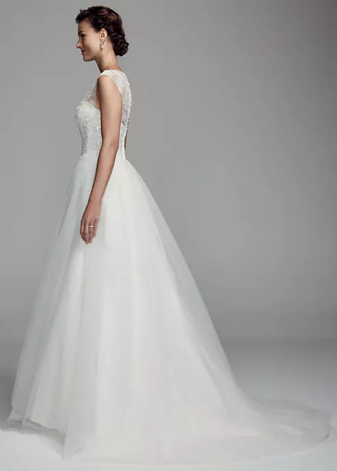 Cap Sleeve Tulle Ball Gown with Illusion Neckline Image 3