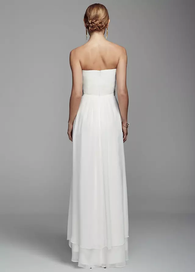 Strapless Chiffon High Low Gown with Beaded Waist Image 2
