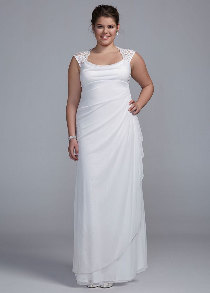 db studio Lace Cap Sleeve Long Matte Mesh Wedding Dress | eBay
