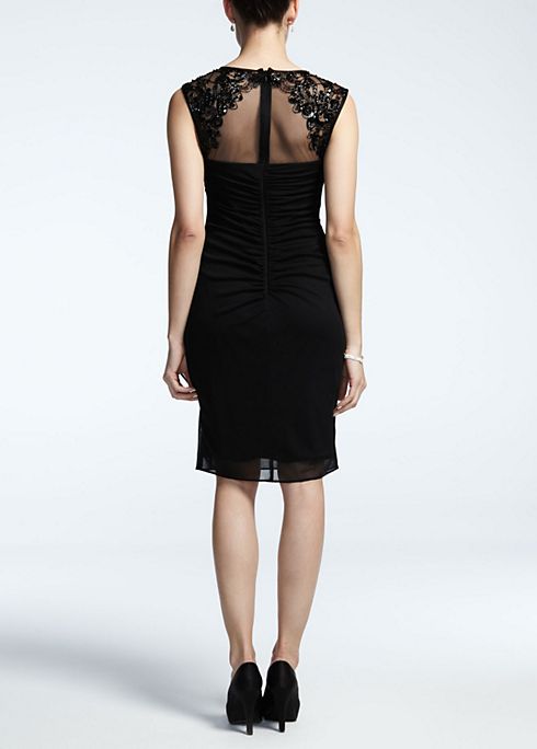 Sheer Matte Jersey Dress with Illusion Neckline Image 5