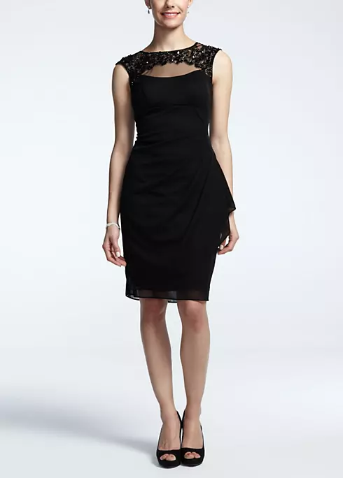 Sheer Matte Jersey Dress with Illusion Neckline Image 2