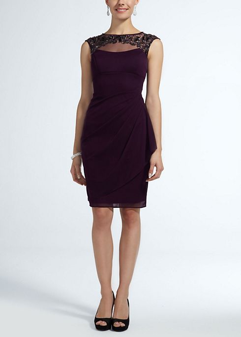 Sheer Matte Jersey Dress with Illusion Neckline Image