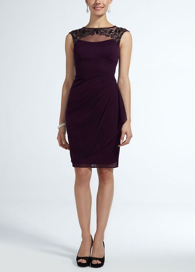 Sheer Matte Jersey Dress with Illusion Neckline Image 5