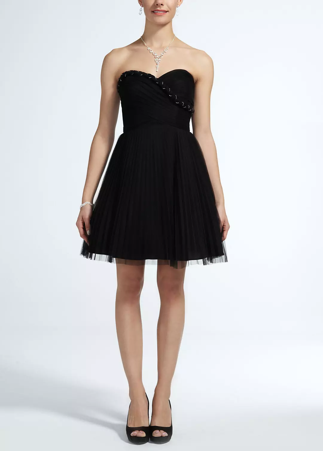 Short Strapless Tulle Dress with Rope Bust Detail | David's Bridal