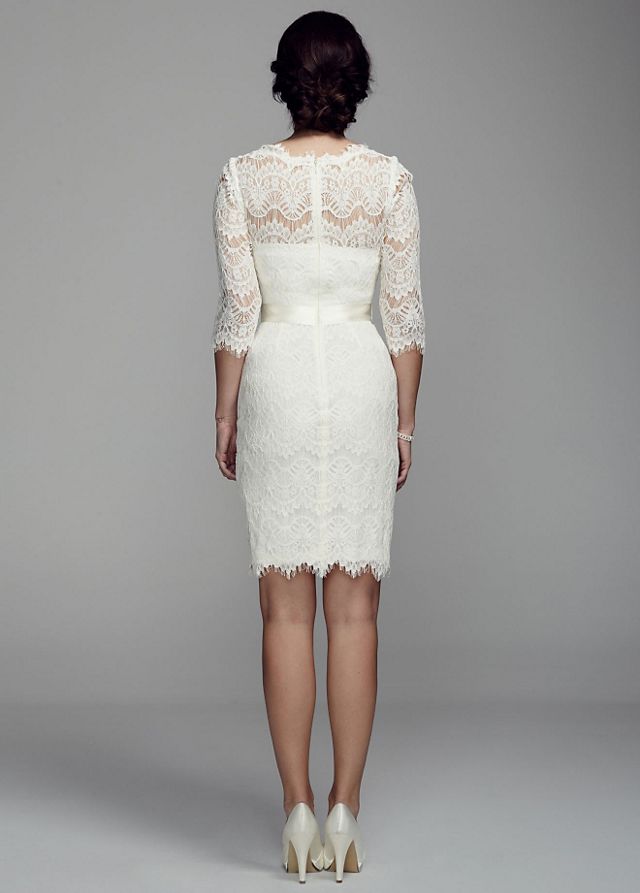 Short Lace Dress with 3/4 Sleeves Image 2