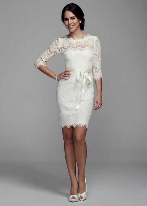 Short Lace Dress with 3/4 Sleeves Image 1