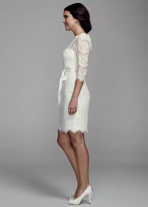 Short Lace Dress with 3/4 Sleeves Image 3