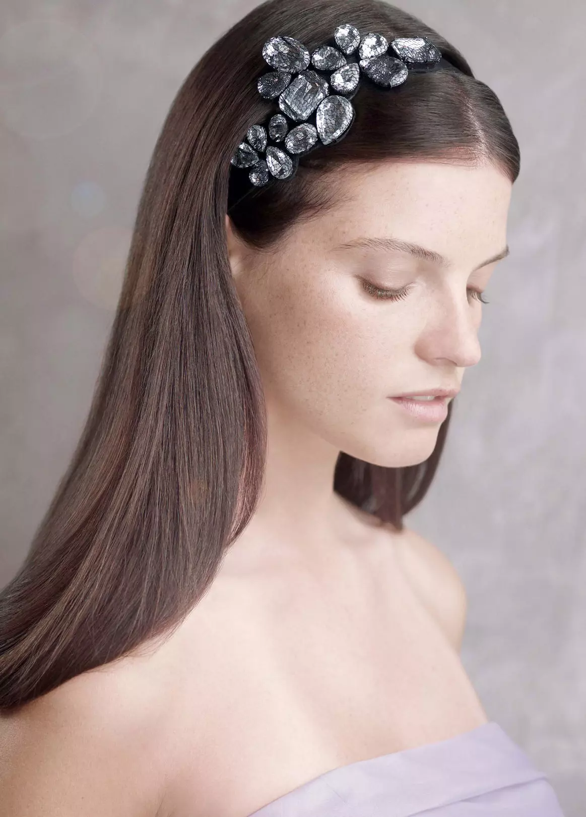 Stretch-Satin Headband with Crystal Ornament Image