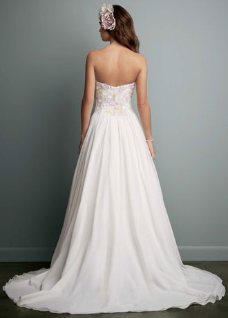Strapless Chiffon Ball Gown with Watercolor Lace | David's Bridal