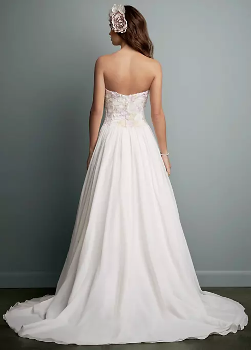 Strapless Chiffon Ball Gown with Watercolor Lace Image 2