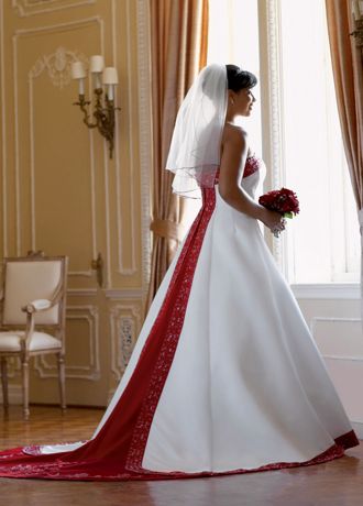 Red and cream wedding hot sale dress