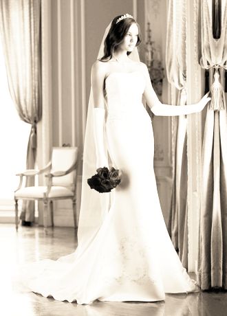 Satin Trumpet Gown with Beaded Embroidery  Image