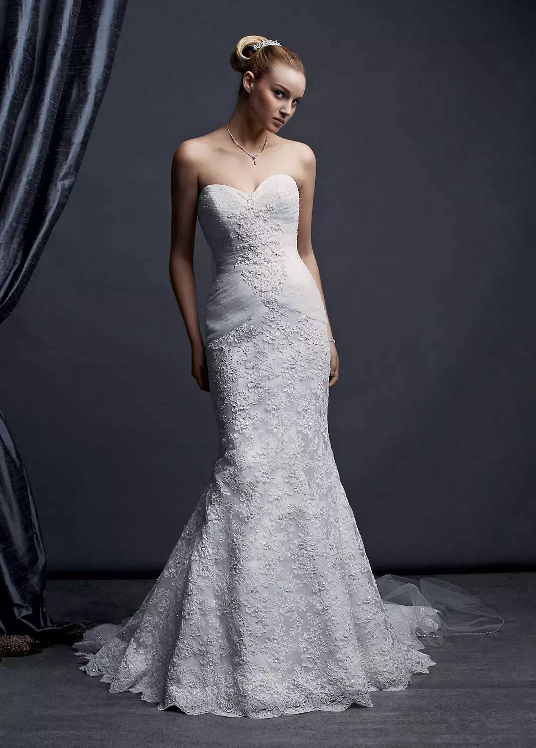 Petite Sweetheart Beaded Lace Trumpet Gown Image
