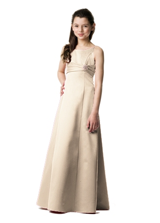 Satin A-line w/ Pleated Waist and Beading Image