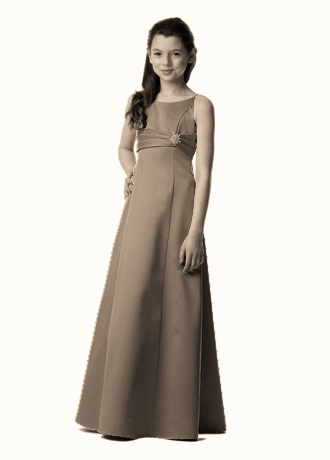 Satin A-line w/ Pleated Waist and Beading Image