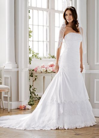 Side Draped Fit Flare Wedding Gown