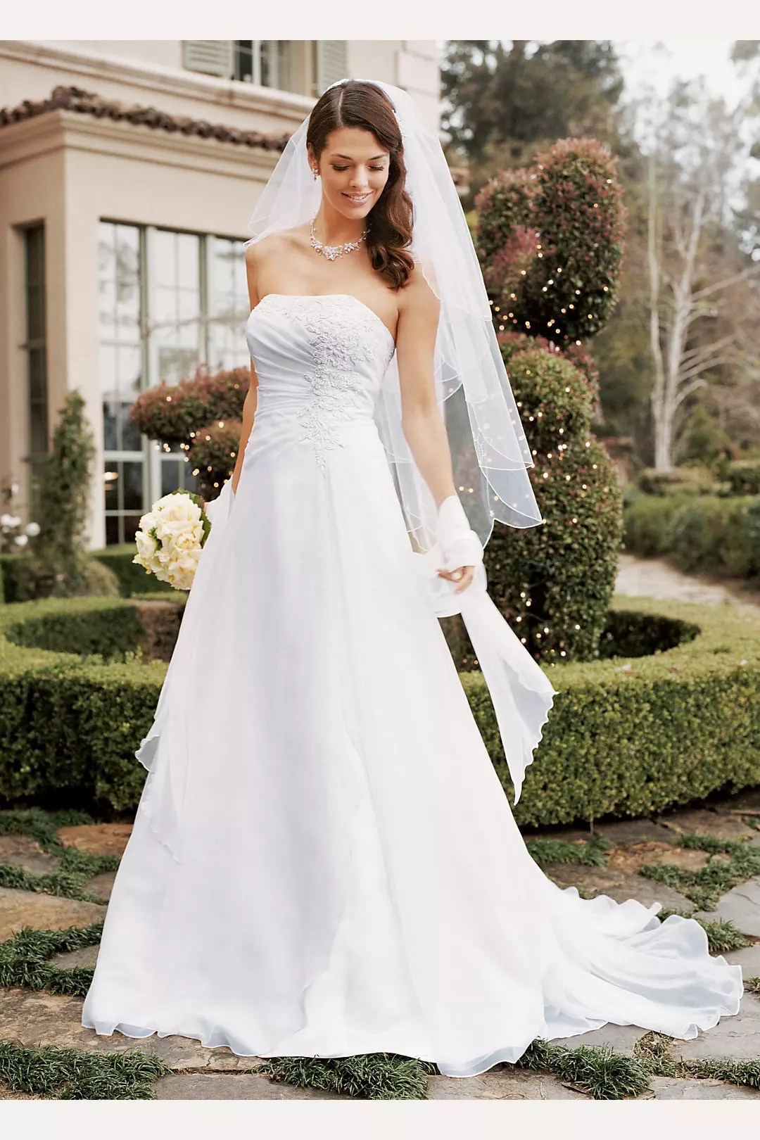 Chiffon A-line Gown with Side Draped Bodice Image