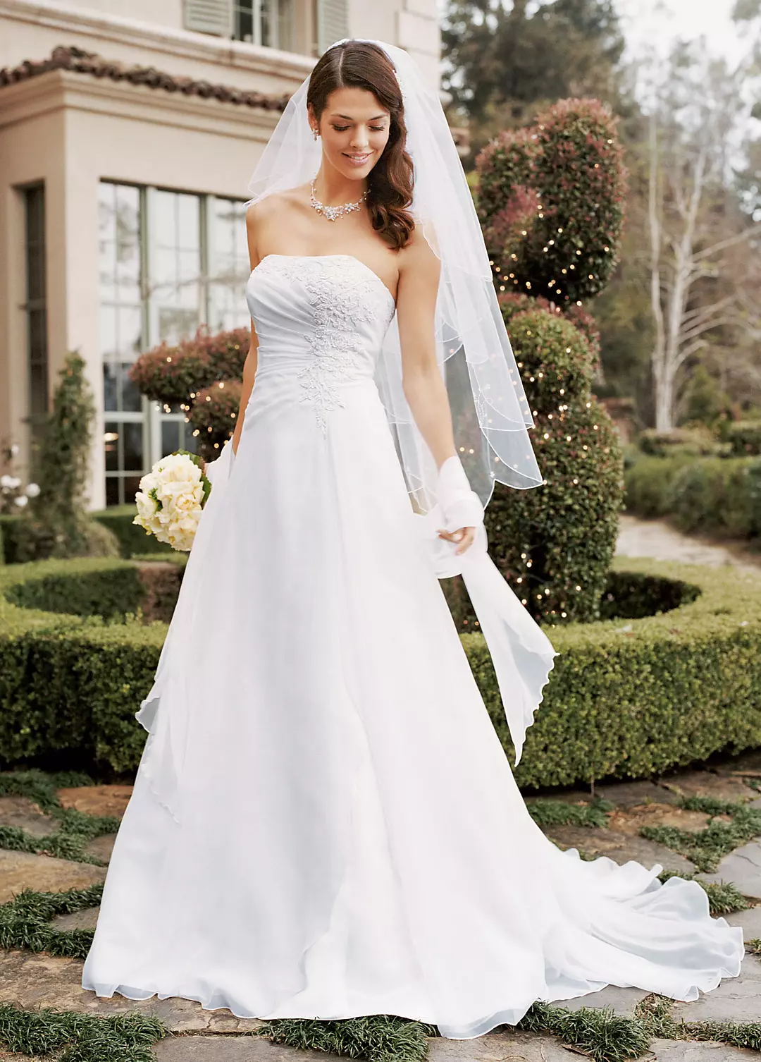 Chiffon A-line Gown with Side Draped Bodice Image