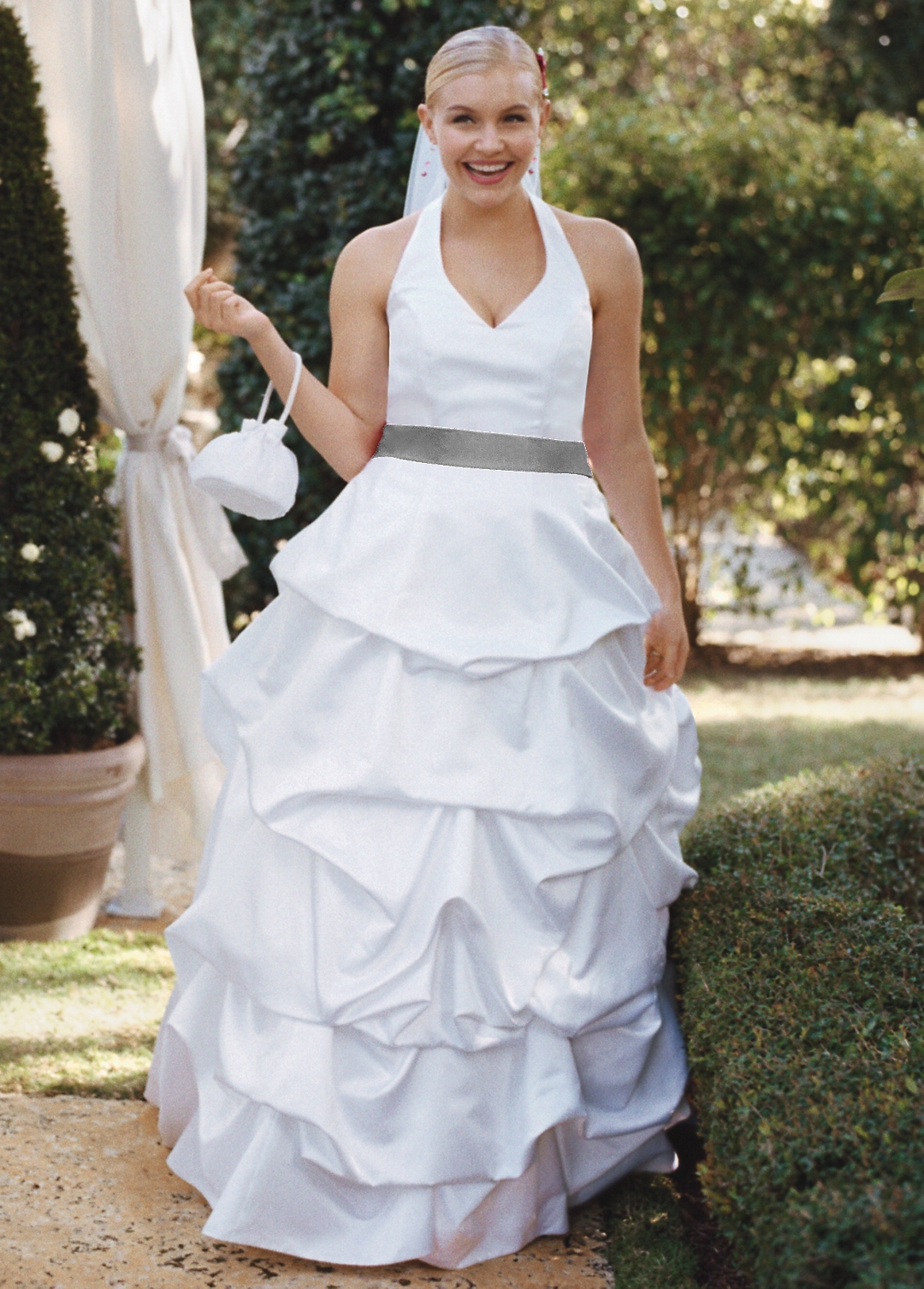 Satin Halter Ball Gown with Pick-up Skirt. Image 1