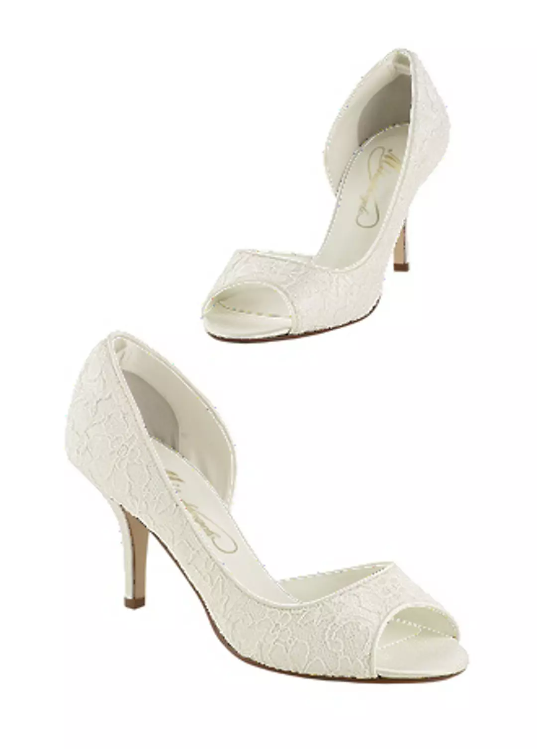 Lace peep toe pump with open shank Image