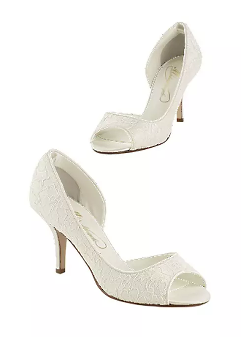 Lace peep toe pump with open shank Image 1
