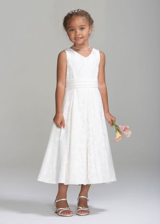 Girl's Special Occasion Tea-length Dress in Jacquard Image