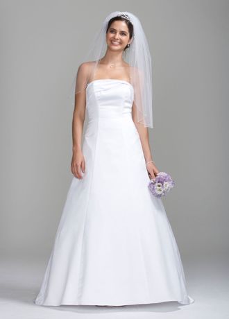 Long Strapless Satin Gown with Beaded Knot Detail Image