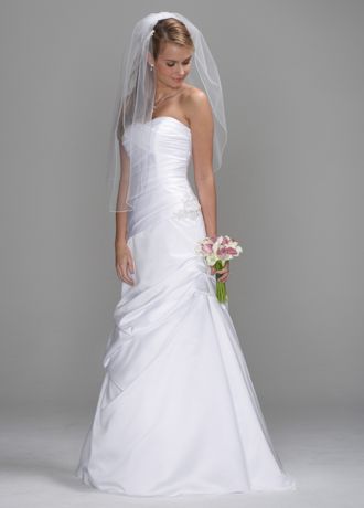 Satin Pleated Drop Waist Bodice with Pick-up Skirt | David's Bridal