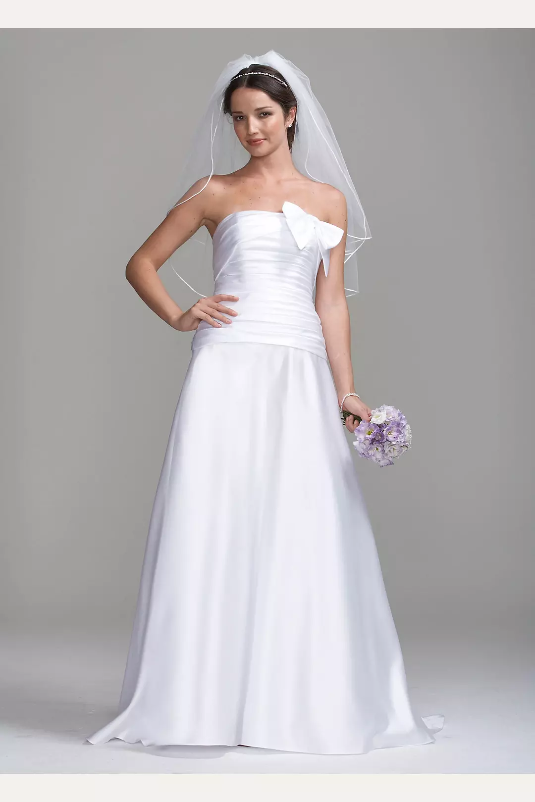 Modern Strapless Satin Ballgown Wedding Dress with Bow Detail