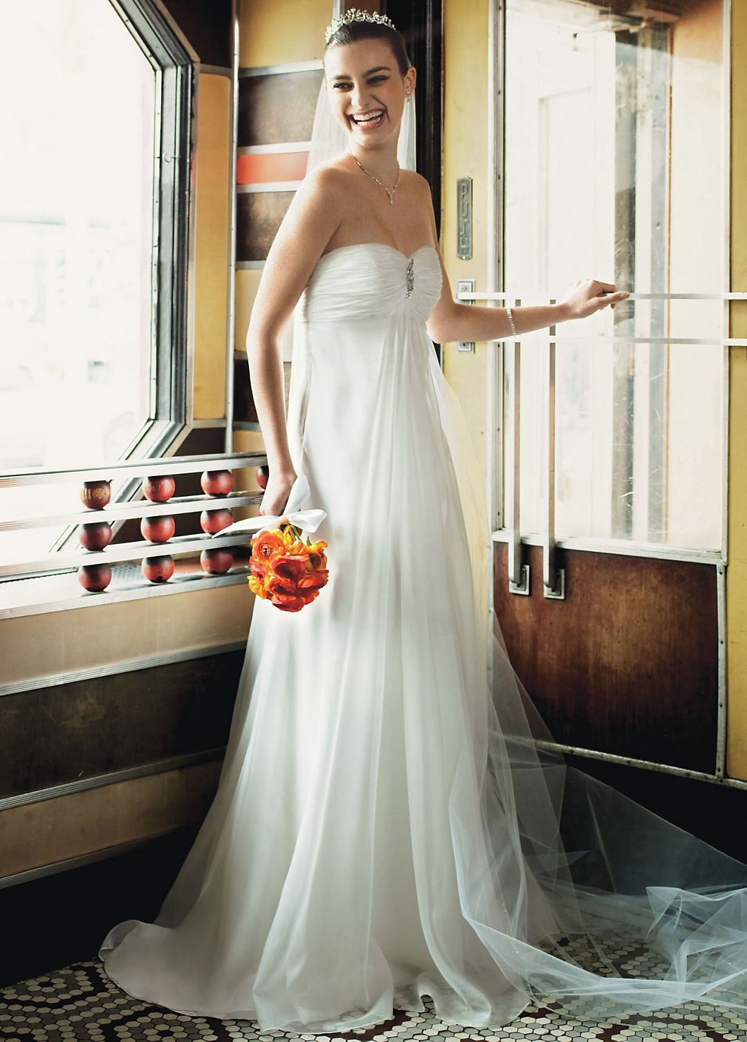 Organza Soft Gown with Ruched Empire Bodice Image 1